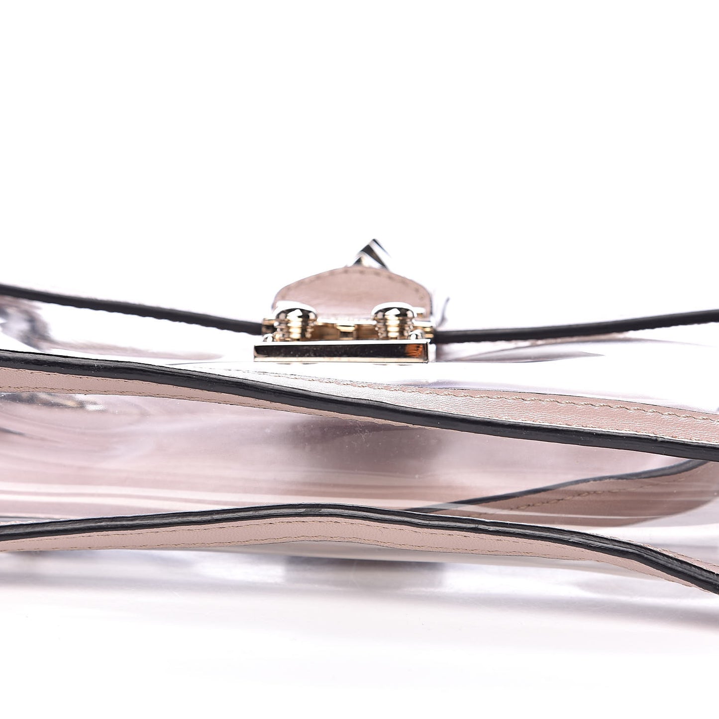 PVC Nappa Naked Medium Glam Lock Rockstud Flap Poudre