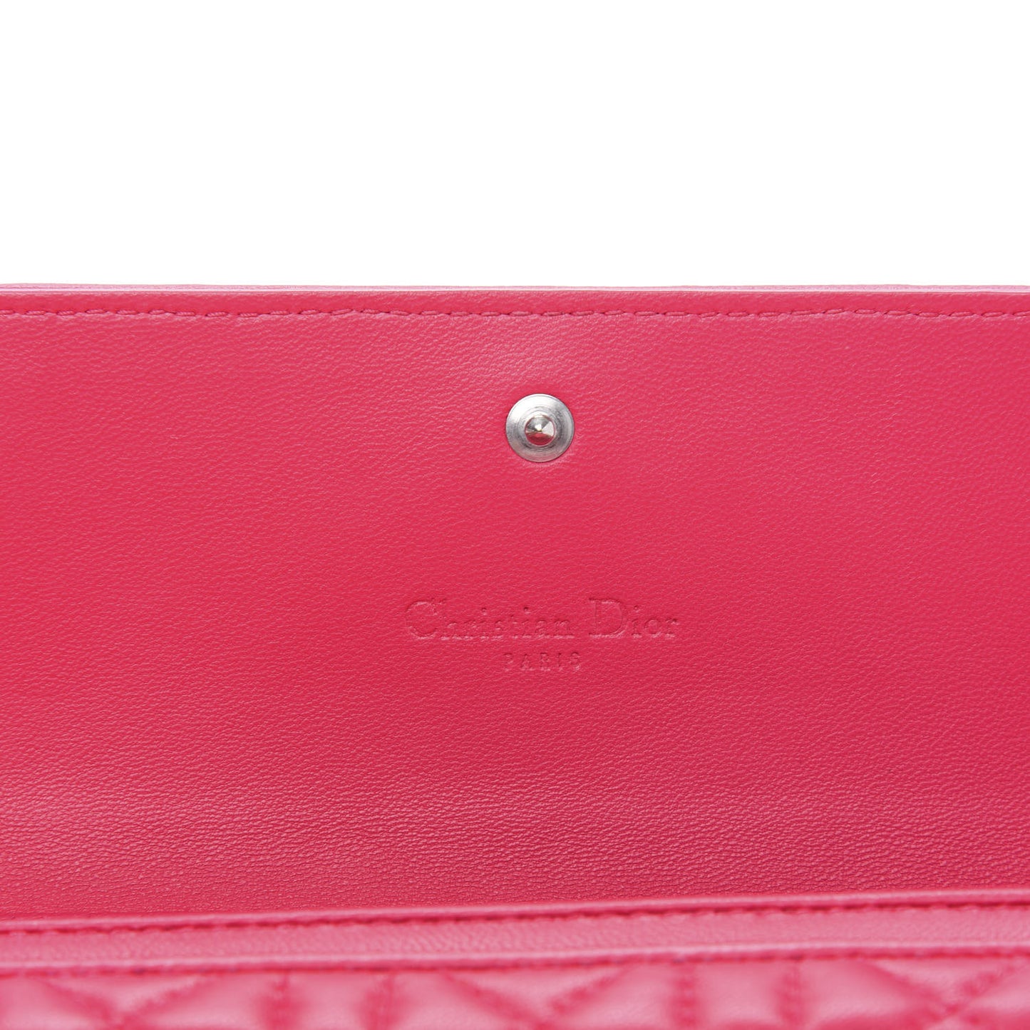 Lambskin Cannage Lady Dior Rendezvous Wallet On Chain Fuchsia