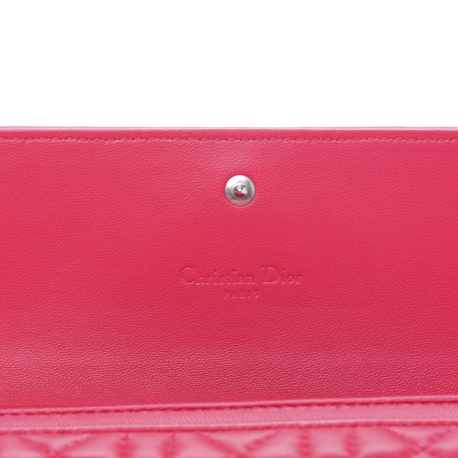 Christian Dior Lambskin Cannage Lady Dior Rendezvous Wallet On Chain Fuchsia 7 of 12