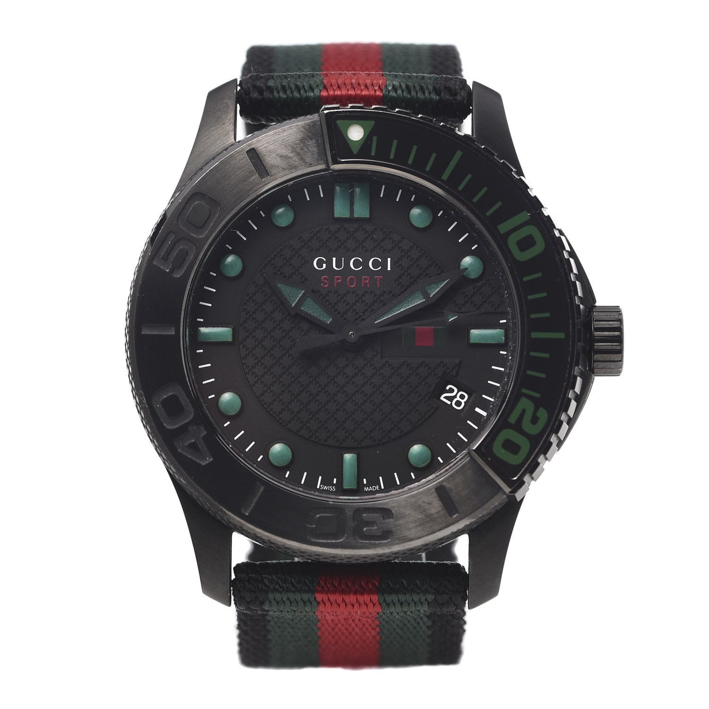 Stainless Steel Nylon 44mm Gucci Sport Web Quartz Watch Black