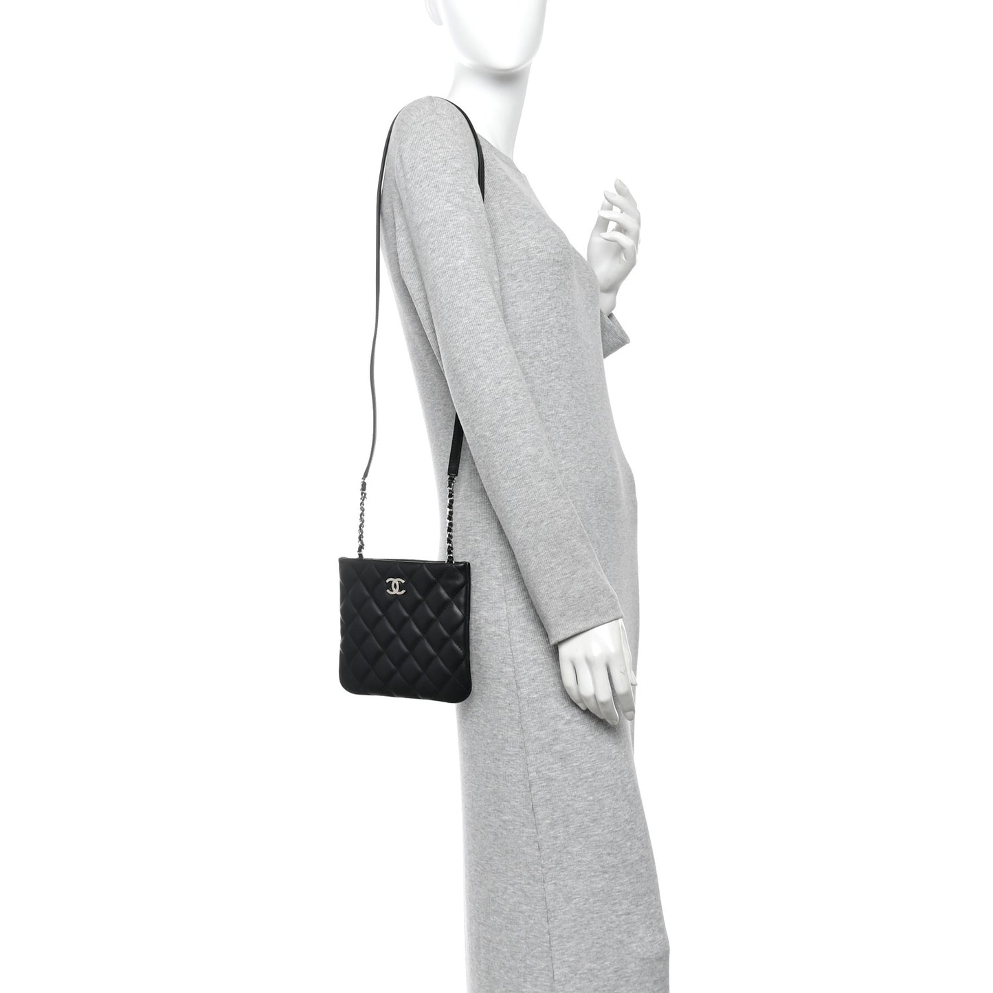 Lambskin Quilted Uniform Crossbody Bag Black