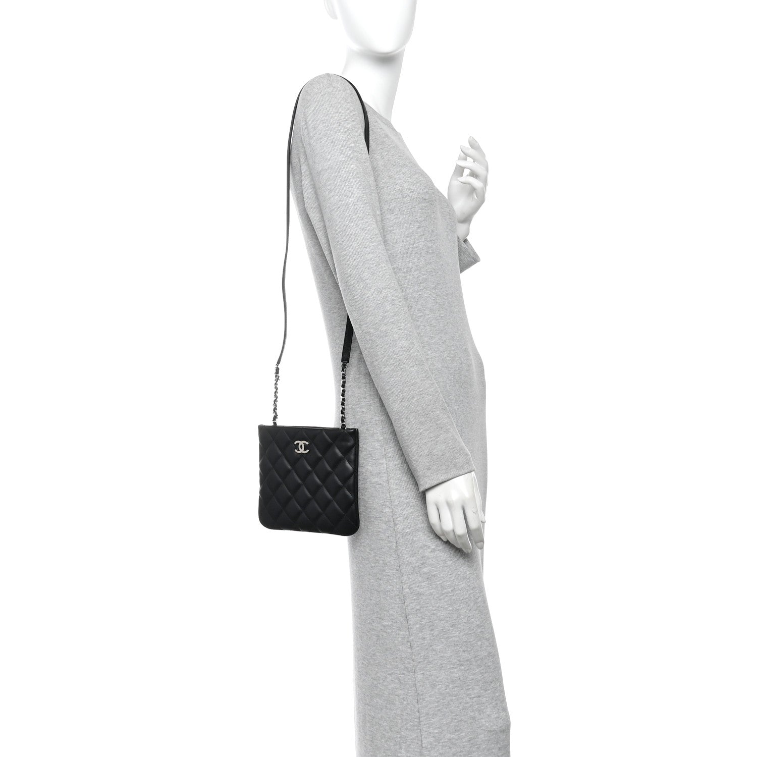 Chanel Lambskin Quilted Uniform Crossbody Bag Black 2 of 10