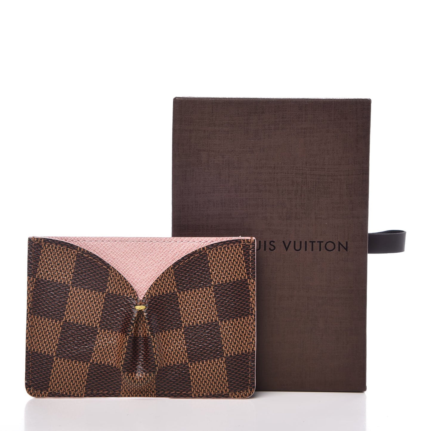 Damier Ebene Caissa Card Holder Rose Ballerine