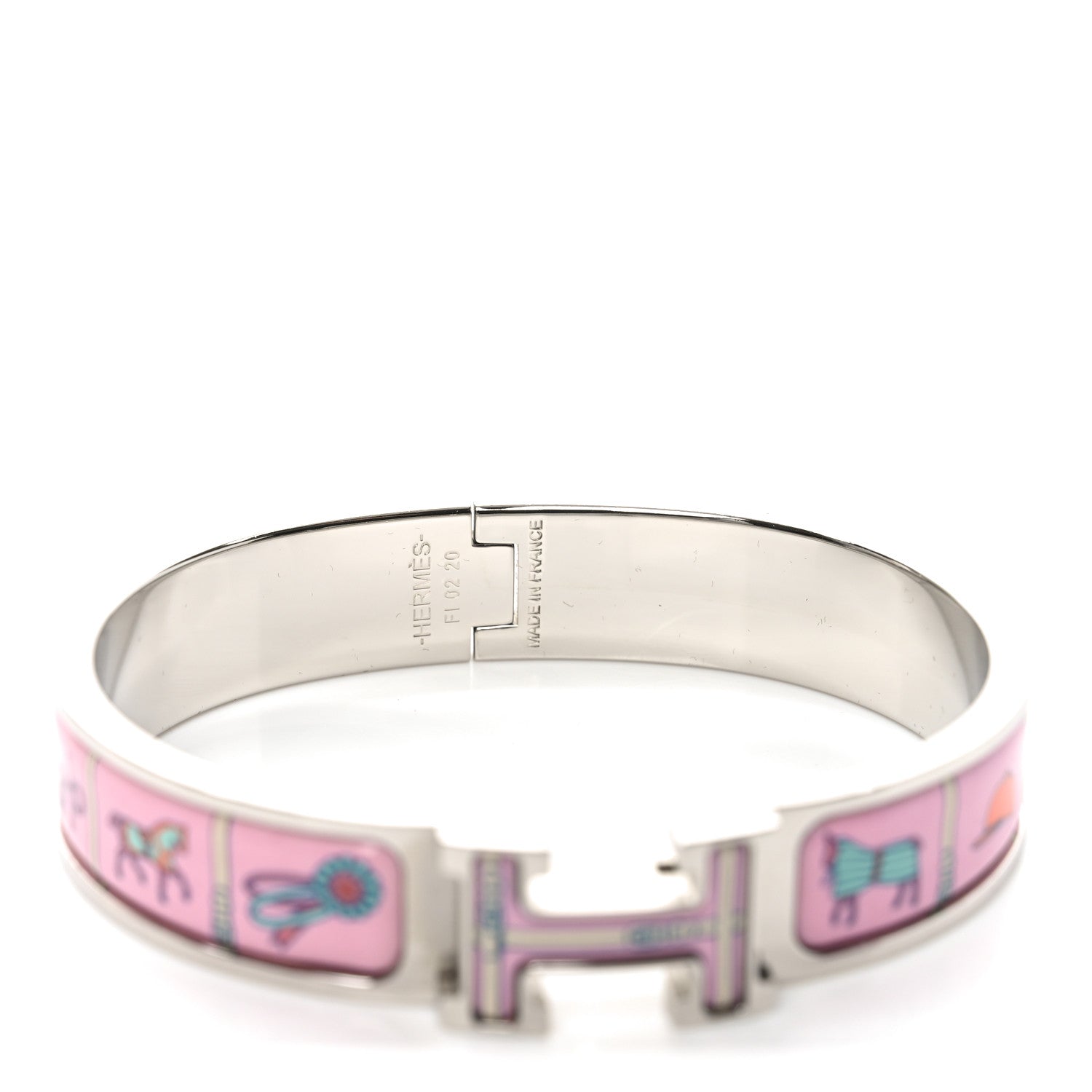 Hermes Enamel Printed Narrow Couvertures et Tenues de Jour Clic Clac H Bracelet PM Color Patch 4 of 4