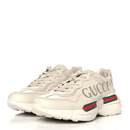 Gucci Calfskin Logo Mens Rhyton Sneakers 6 Ivory 3 of 8
