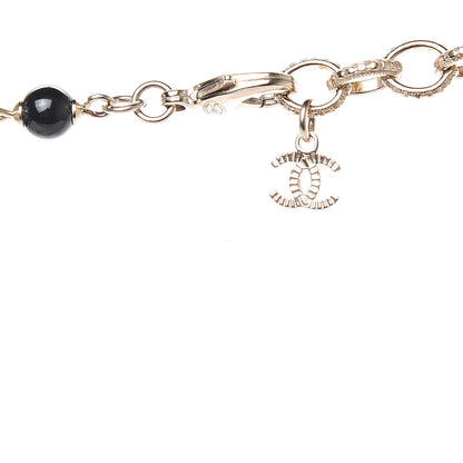 Chanel Pearl Beaded Crystal CC Long Necklace Gold Black White 3 of 4
