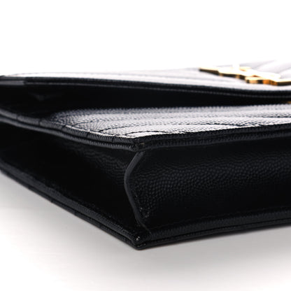 Saint Laurent Grain De Poudre Matelasse Chevron Monogram Envelope Chain Wallet Black 8 of 14