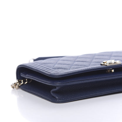 Chanel Caviar Quilted Boy Wallet On Chain WOC Navy 9 of 12
