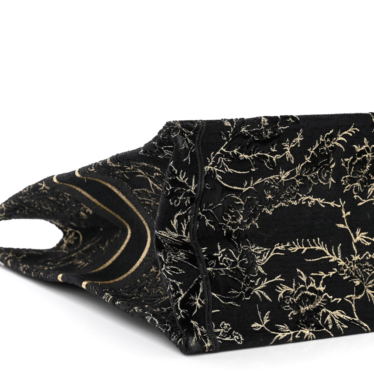 Christian Dior Velvet Jardin d'Hiver Embroidered Large Book Tote Black Gold 9 of 10