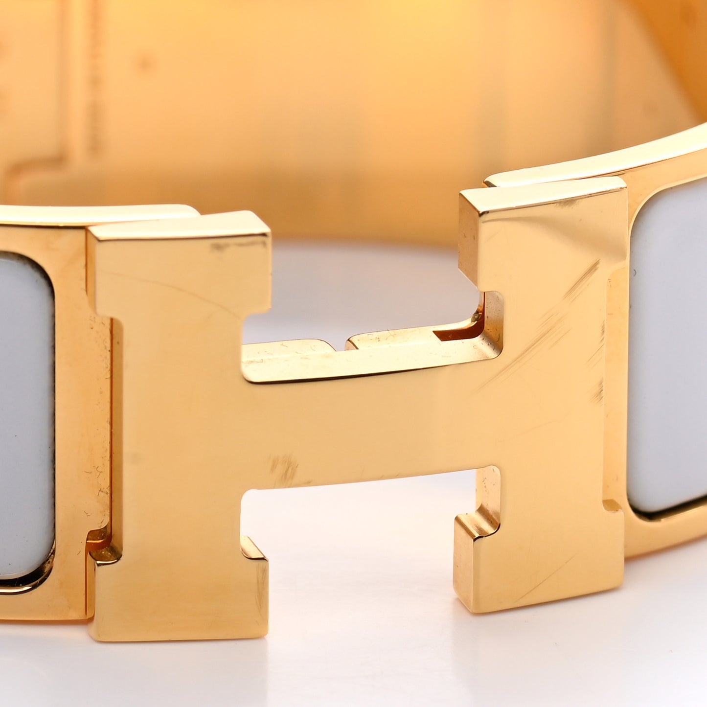 Enamel Wide Clic Clac H Bracelet GM White