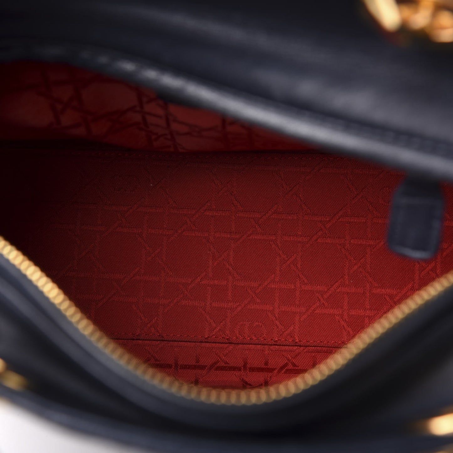 Lambskin Cannage Medium Lady Dior Navy Blue