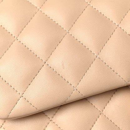 Chanel Lambskin Quilted Jumbo Double Flap Beige 19 of 21