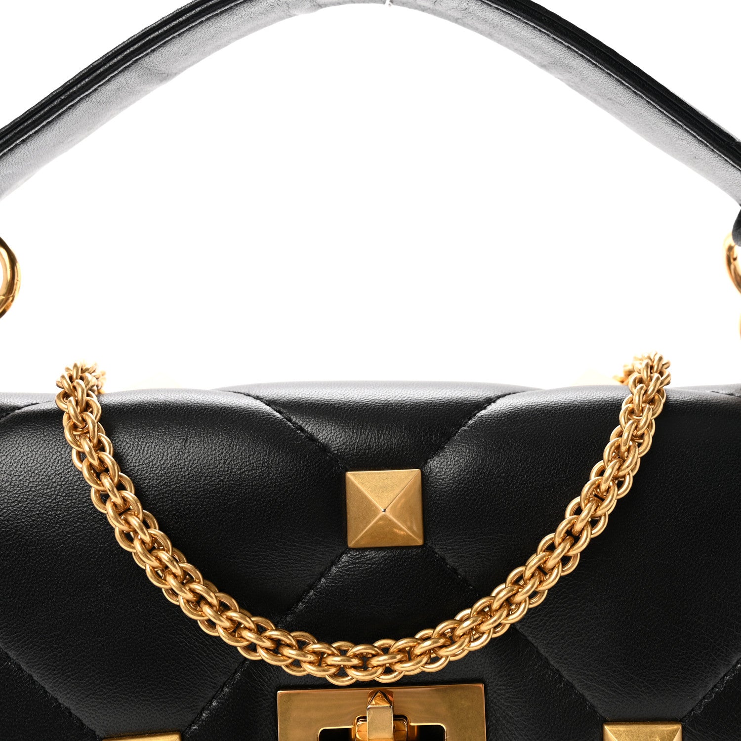 Valentino Garavani Nappa Large Roman Stud Shoulder Bag Black 7 of 9