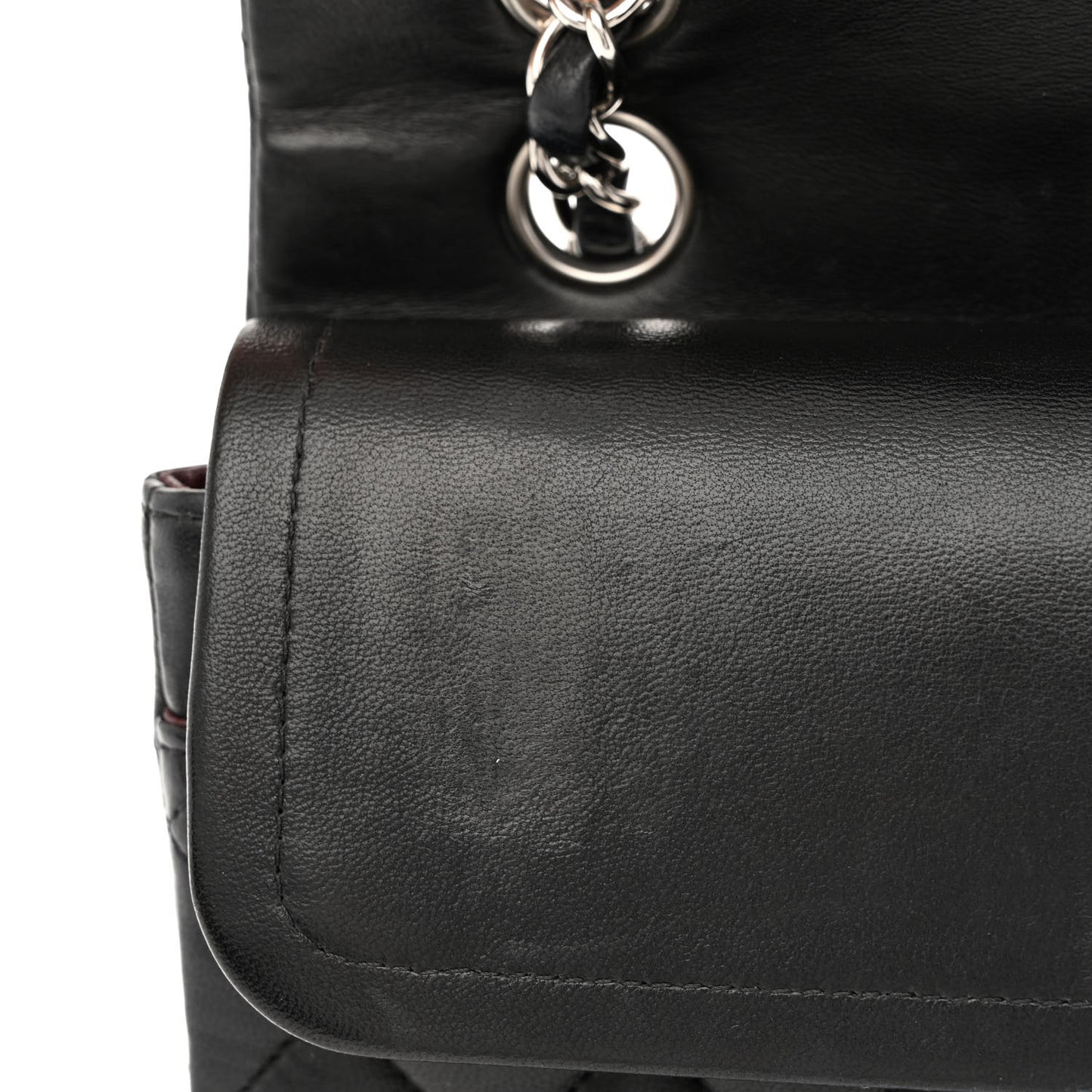 Lambskin Quilted Medium Double Flap Black