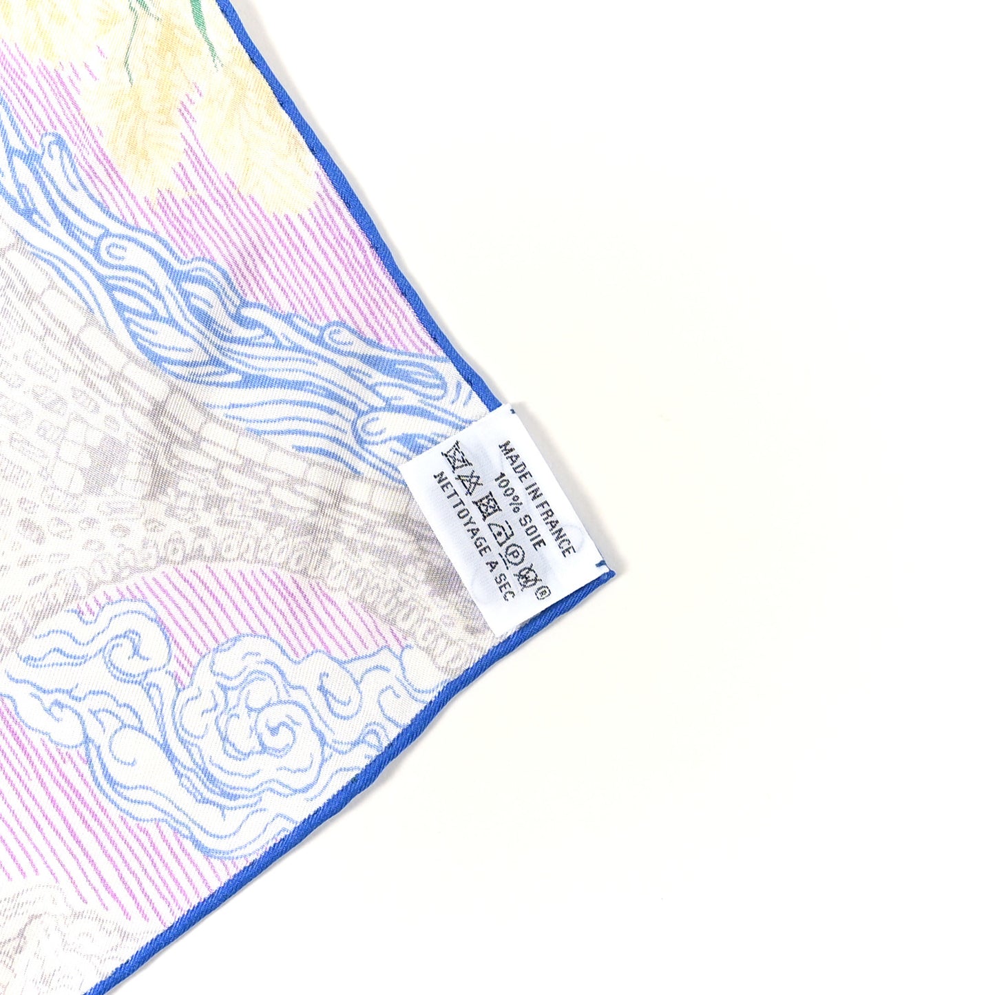 Silk Geant Eleftheria Scarf 140 Gris Argent Bleu Vif Jaune