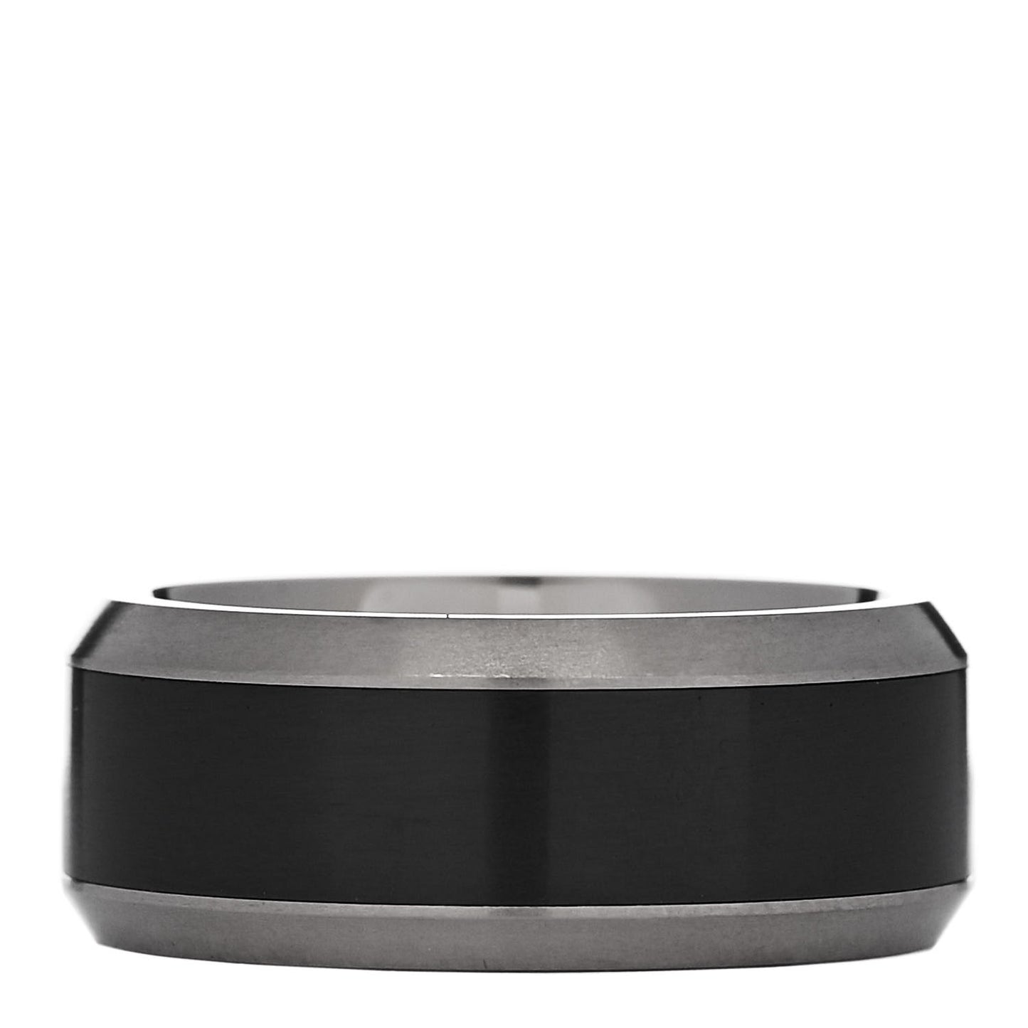 Black Titanium 8.5mm Beveled Band Ring 54 7