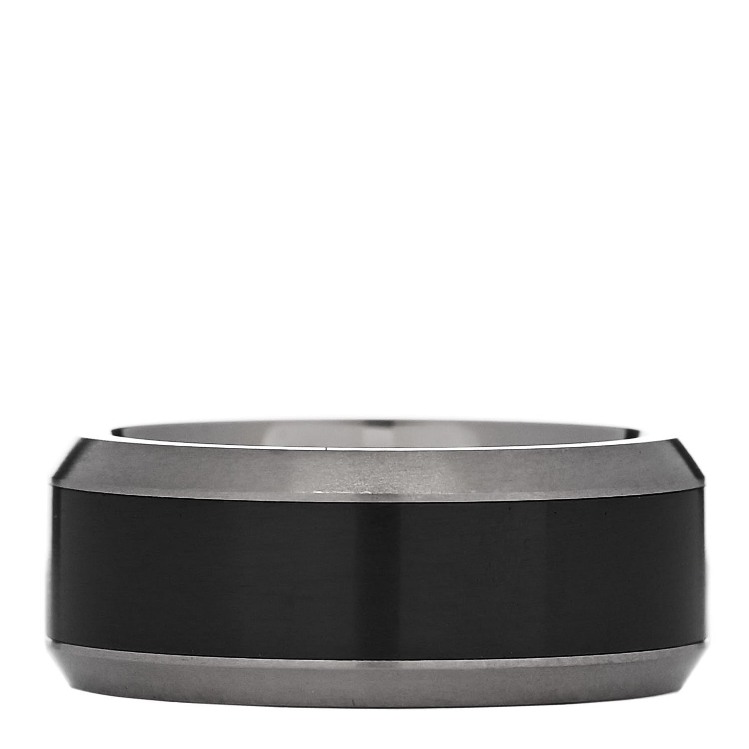 David Yurman Black Titanium 8.5mm Beveled Band Ring 54 7 3 of 4