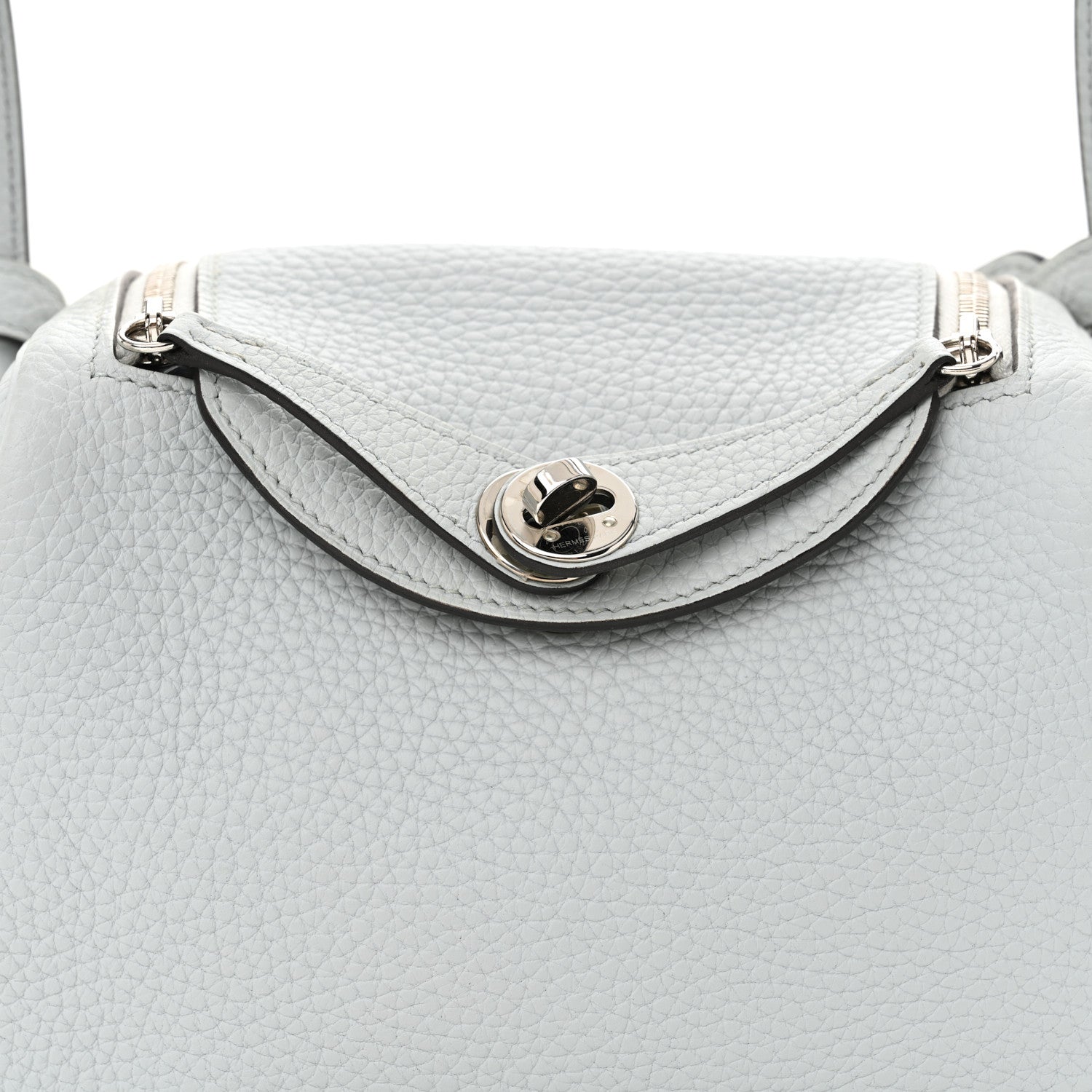 Hermes Taurillon Clemence Mini Lindy 20 Bleu Pale 8 of 11