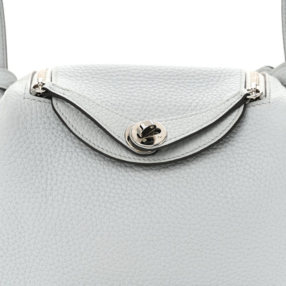 Hermes Taurillon Clemence Mini Lindy 20 Bleu Pale 8 of 11