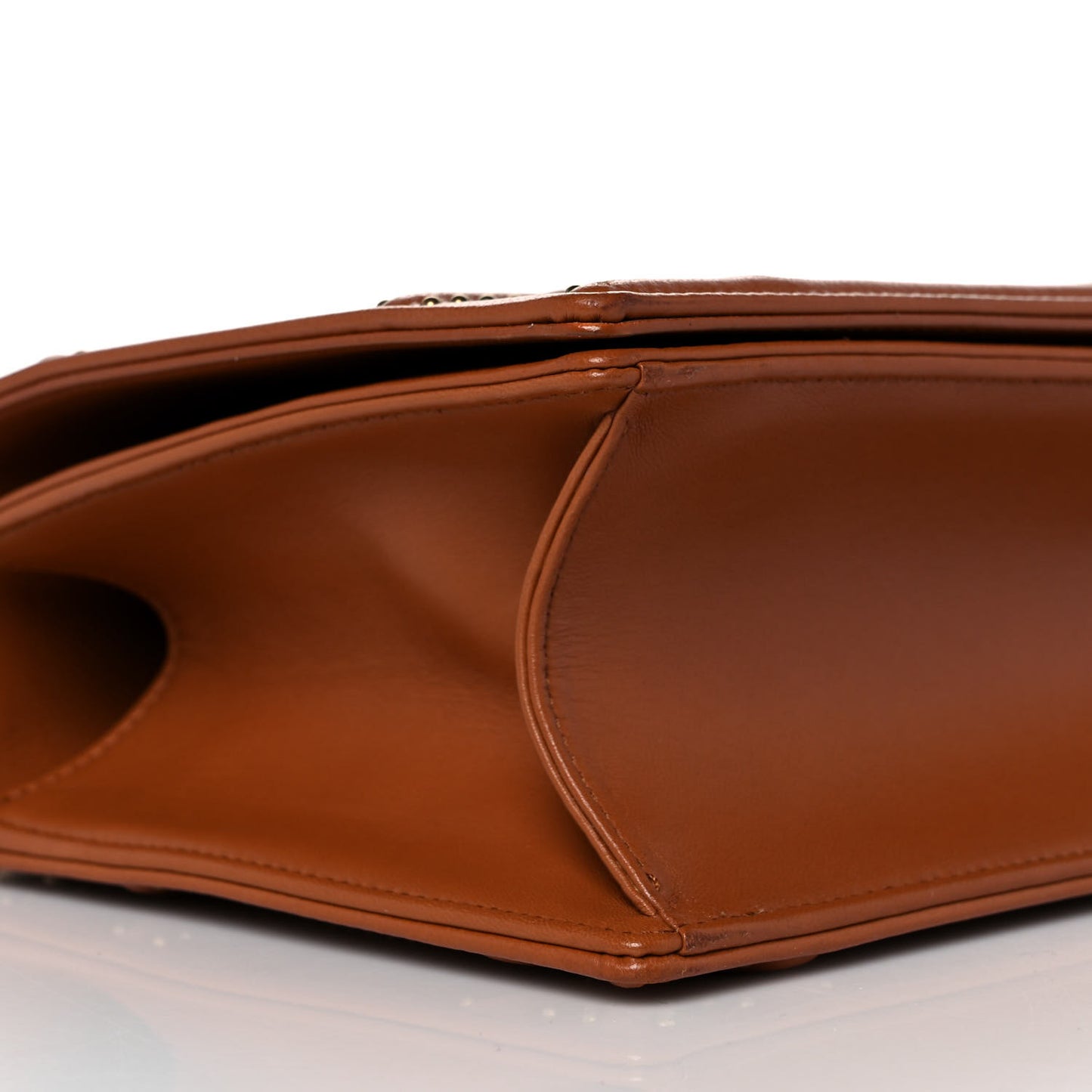 Lambskin Studded Medium Diorama Flap Bag Brown