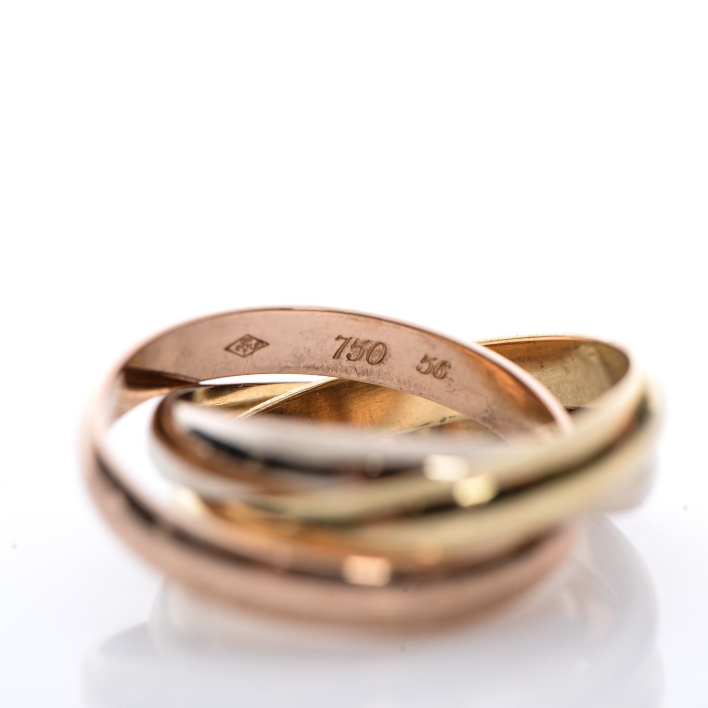 18k Pink Yellow White Gold Les Must De Trinity Ring 56 7.50
