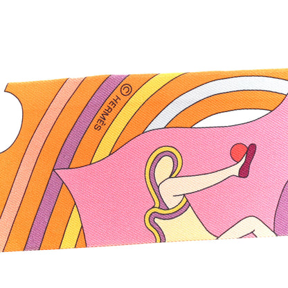 Hermes Silk Carres Volants Twilly Orange Rose Malaba 3 of 7