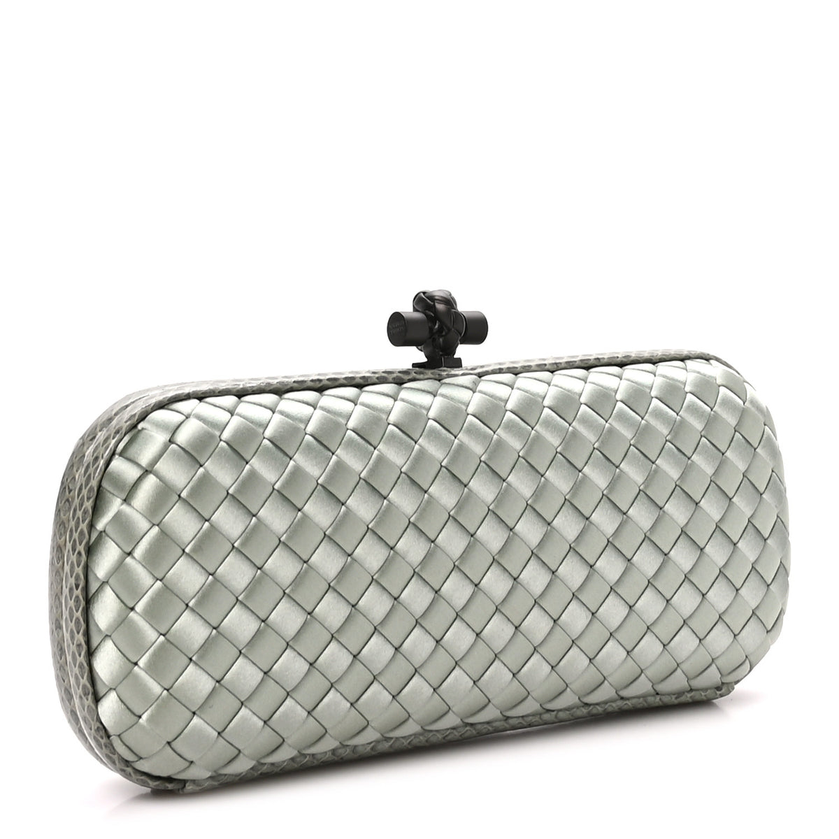 Satin Intreccio Impero Ayers Stretch Knot Clutch  Light Green