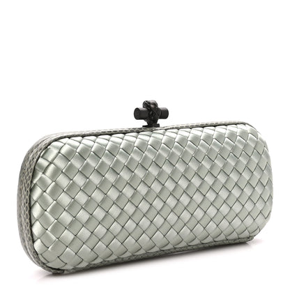 Bottega Veneta Satin Intreccio Impero Ayers Stretch Knot Clutch  Light Green 3 of 7