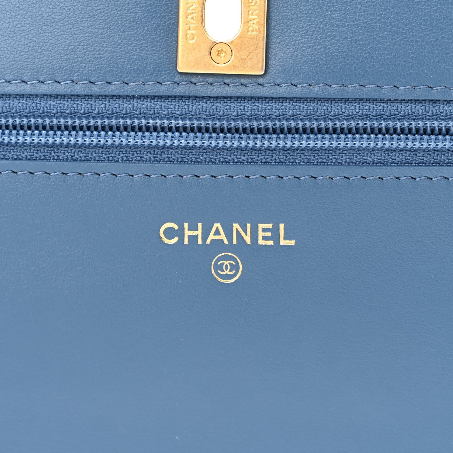 Chanel Denim Quilted CC Pearl Crush Wallet on Chain WOC Blue 6 of 12