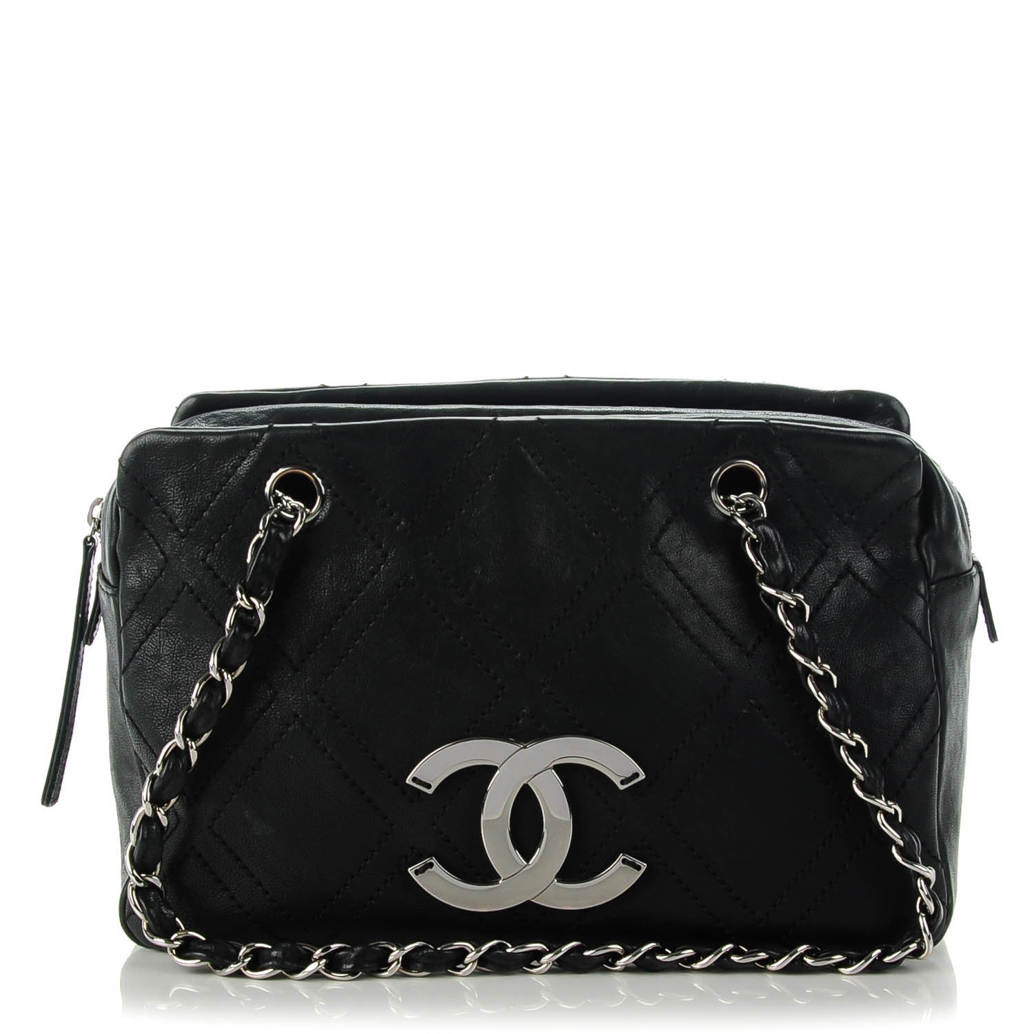 Chanel Calfskin Large Diamond Stitch Tote Black 1 of 7