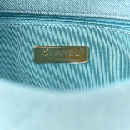 Chanel Denim Quilted Medium Chanel 19 Flap Neon Blue 6 of 10