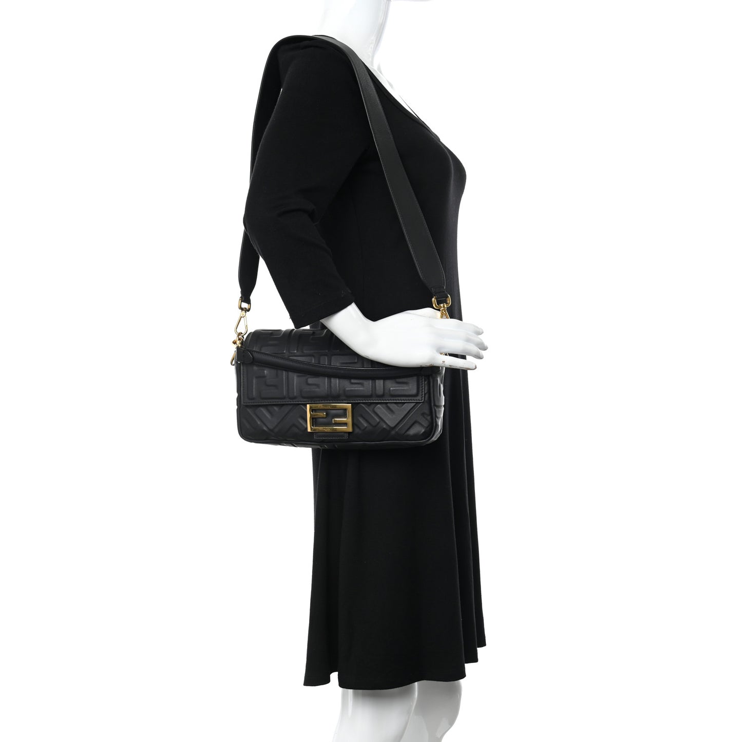 Nappa FF 1974 Embossed Baguette Black