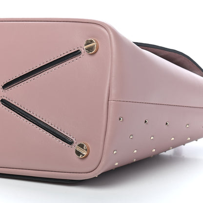 Valentino Garavani Calfskin Small Rockstud All Over Demilune Double Handle Satchel Lipstick 7 of 8