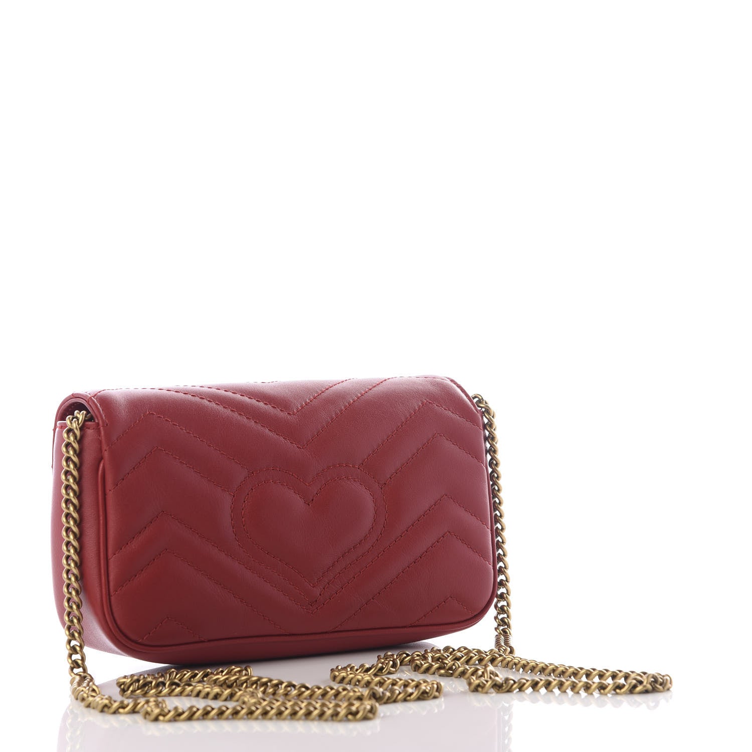 Gucci Calfskin Matelasse Super Mini GG Marmont Shoulder Bag Hibiscus Red 2 of 10