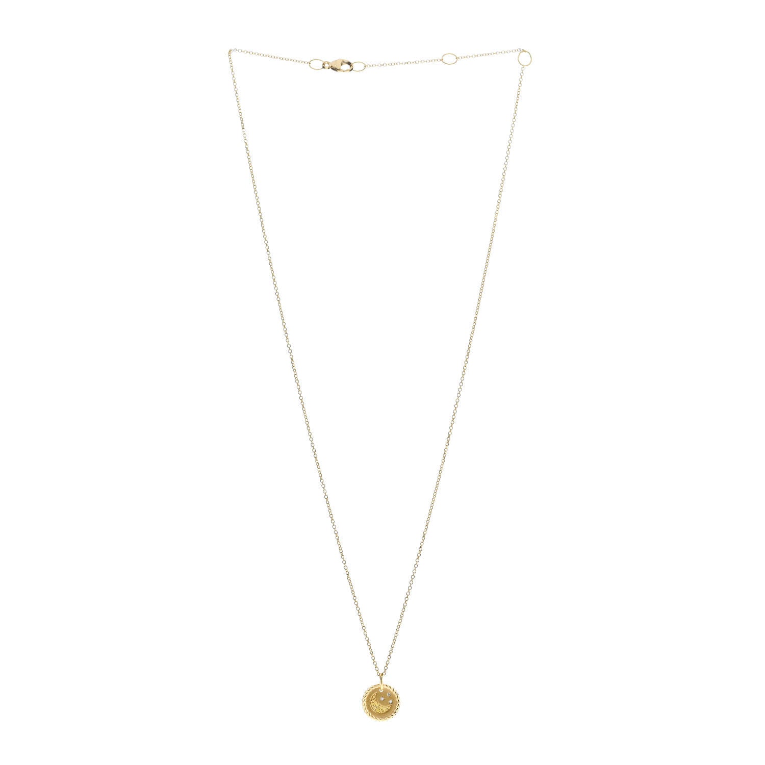 David Yurman 18K Yellow Gold Diamond Yellow Sapphire Cable Collectibles Moon and Stars Pendant Necklace 3 of 6