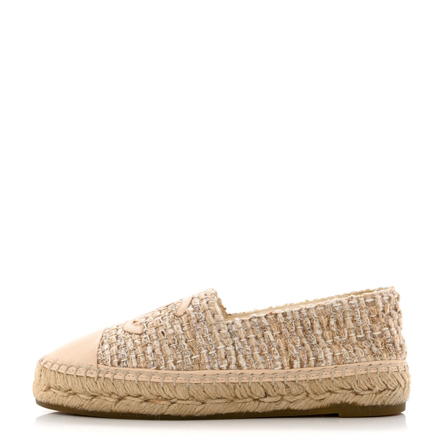 Tweed Lambskin CC Espadrilles 35 Beige