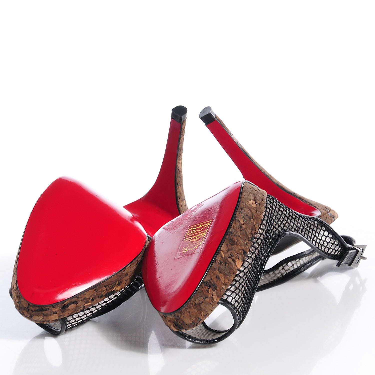 Christian Louboutin Cork Fishnet Madamoiselle Marchand 120 Pumps 36 Black 5 of 7