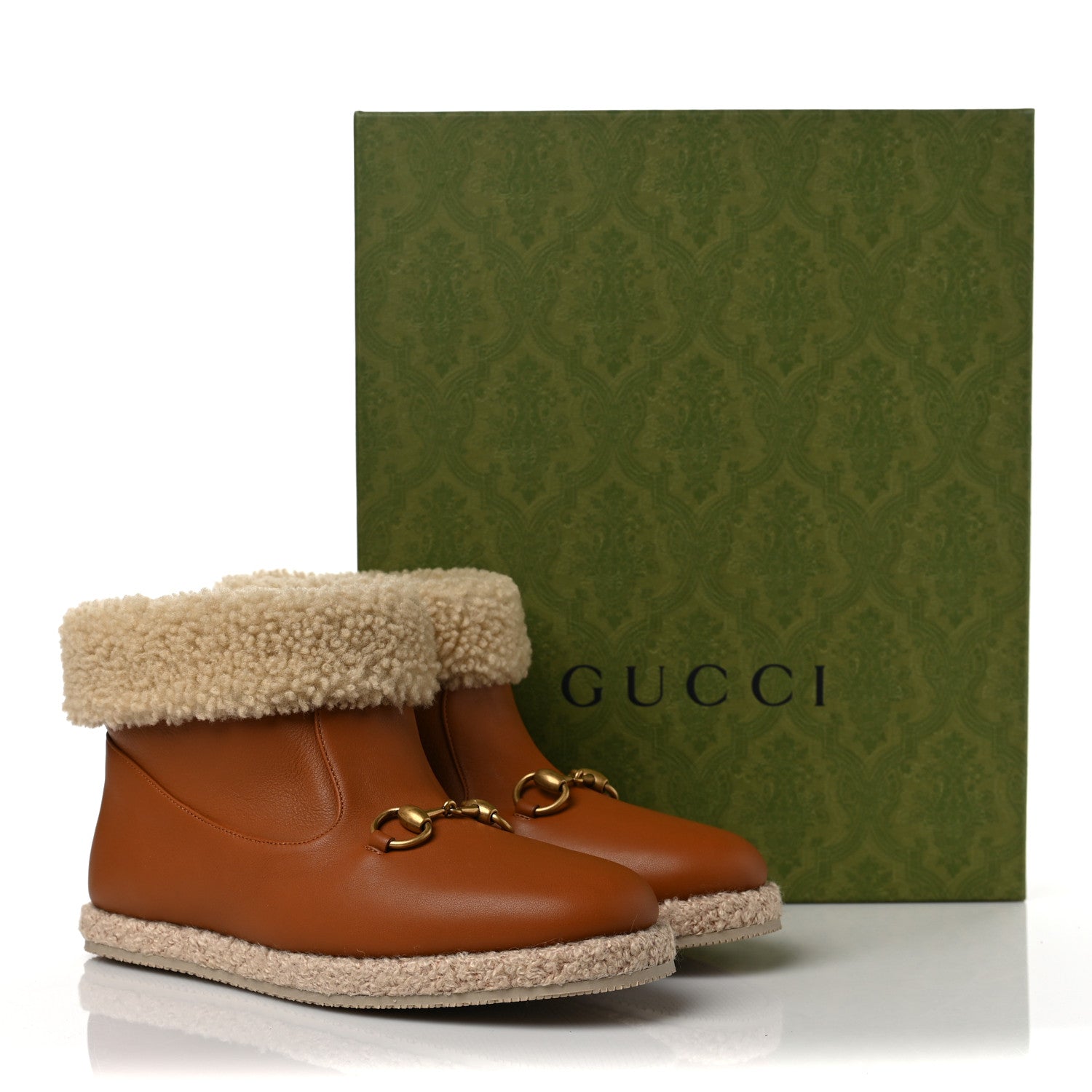 Gucci Calfskin Wool Womens Fria Horsebit Ankle Boots 38 New Caramel Butterscotch 8 of 8