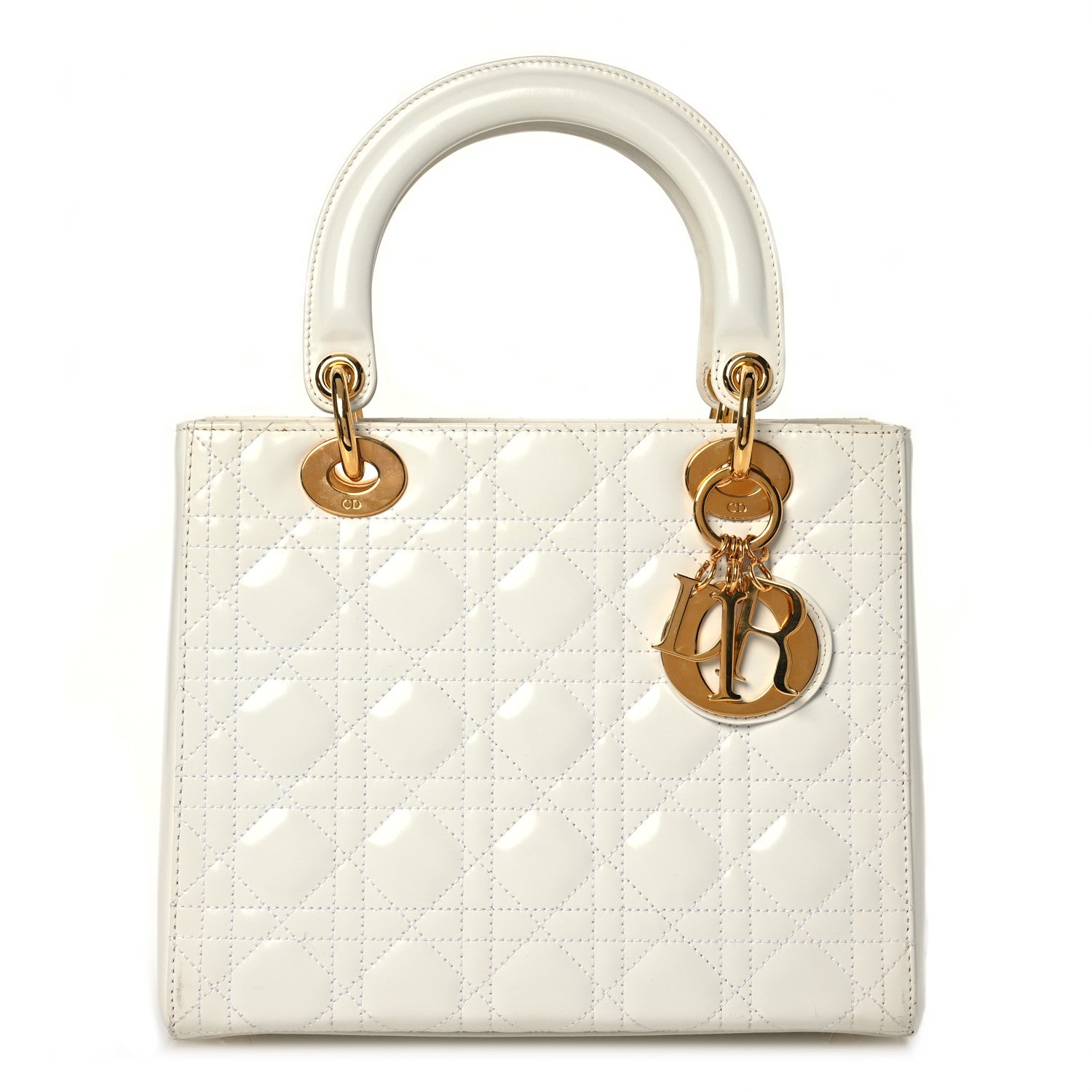 Christian Dior Glazed Calfskin Cannage Medium Lady Dior White 1 of 23