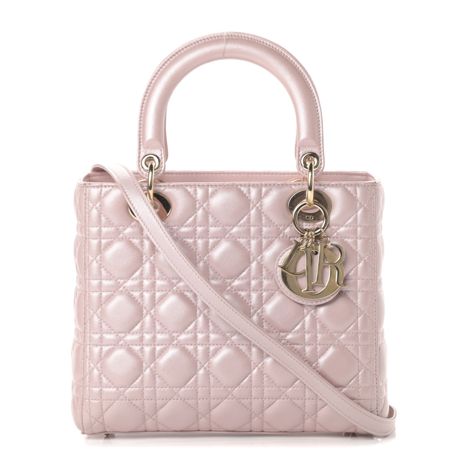 Christian Dior Pearly Lambskin Cannage Medium Lady Dior Lotus 1 of 16