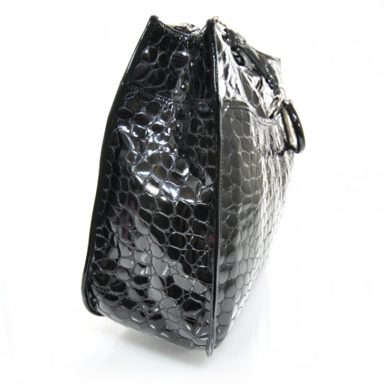 Patent Crocodile Embossed 61 Tote Black