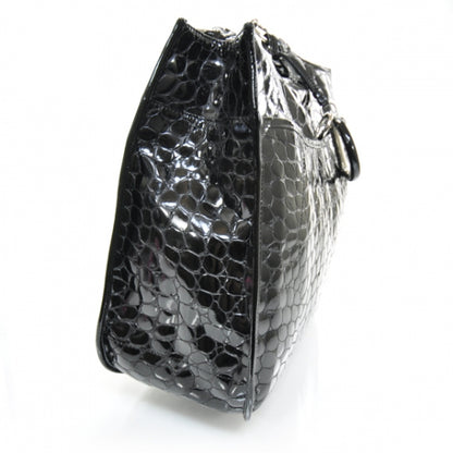 Christian Dior Patent Crocodile Embossed 61 Tote Black 4 of 10
