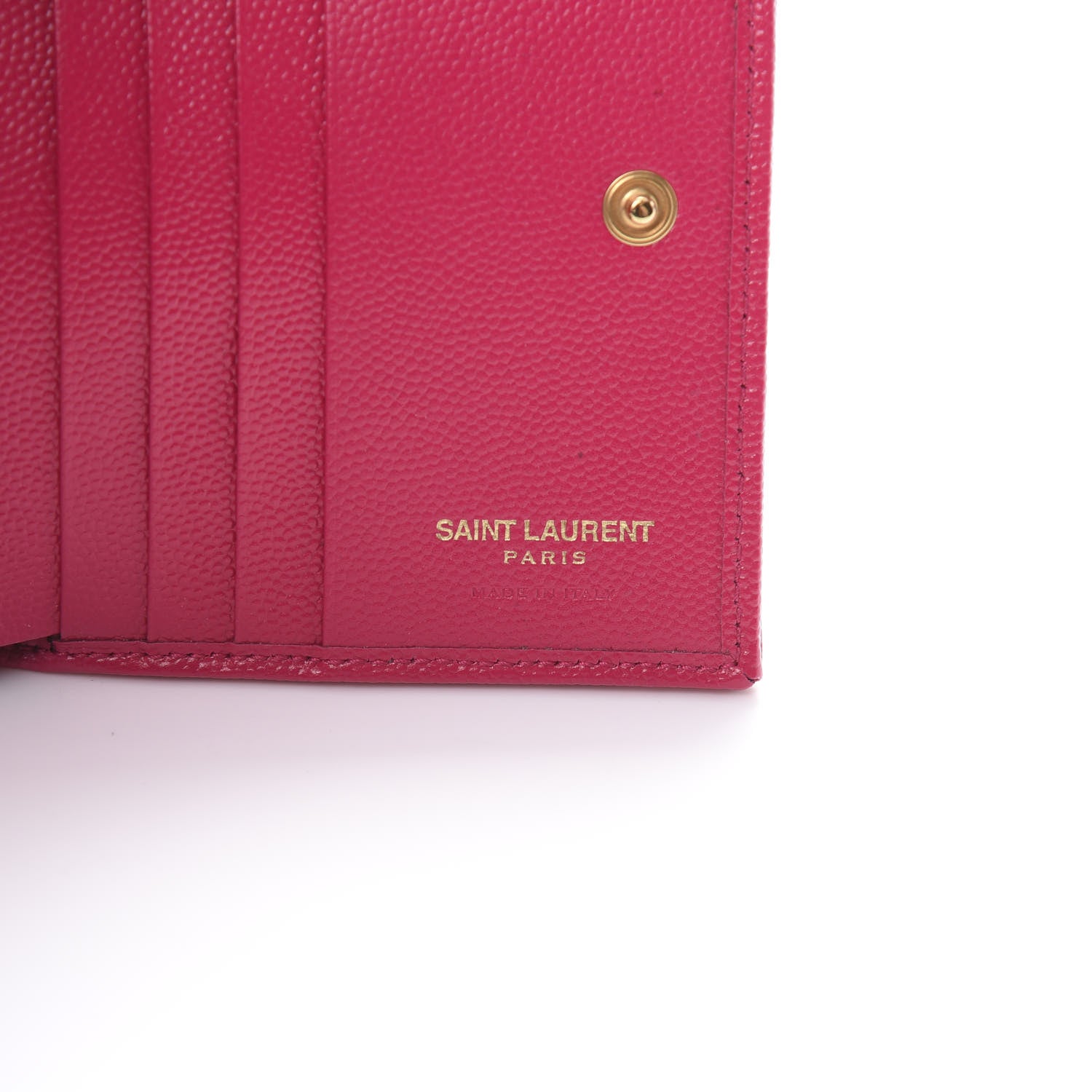 Saint Laurent Grain De Poudre Matelasse Chevron Monogram Compact Wallet Bubblegum 6 of 9