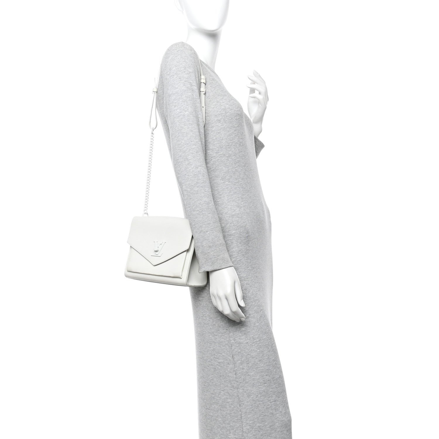 Louis Vuitton Soft Calfskin Mylockme Chain Bag BB White 2 of 16