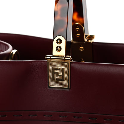 Fendi Vitello King Plexiglass Logo Embossed Large Fendi Sunshine Shopper Tote Barolo 8 of 13
