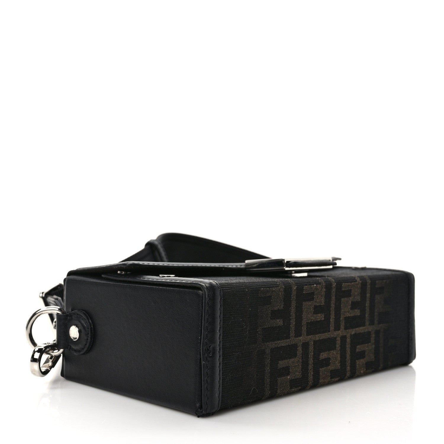 Fendi FF Eclissi Jacquard Vitello King Baguette Soft Trunk Tobacco Moro Black 4 of 12