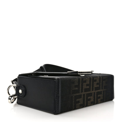 Fendi FF Eclissi Jacquard Vitello King Baguette Soft Trunk Tobacco Moro Black 4 of 12
