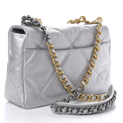 Chanel Metallic Goatskin Quilted Large 19 Flap Silver 3 of 11