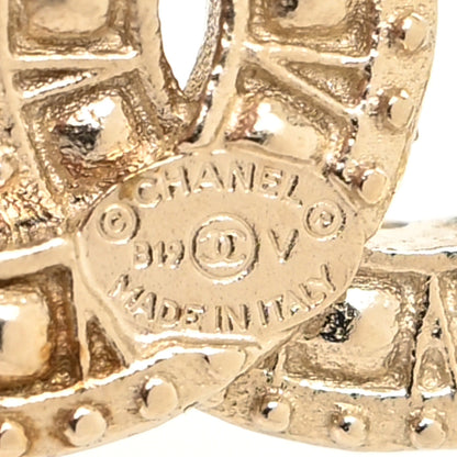 Chanel Crystal Timeless CC Earrings Light Gold 4 of 4