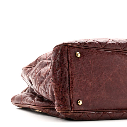 Chanel Glazed Caviar Quilted Small Shiva Tote Burgundy 9 of 10